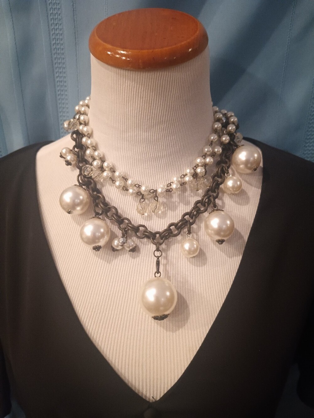 Plunder Vintage Chunky Pearl Bead Layer Choker Necklace